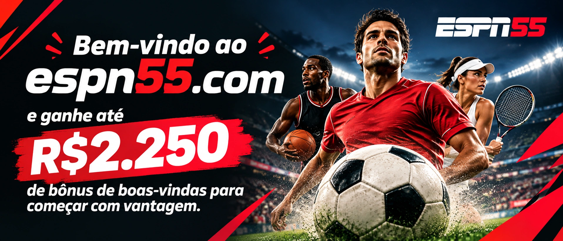 Tela do espn com navegação para áreas de entretenimento e acesso inicial