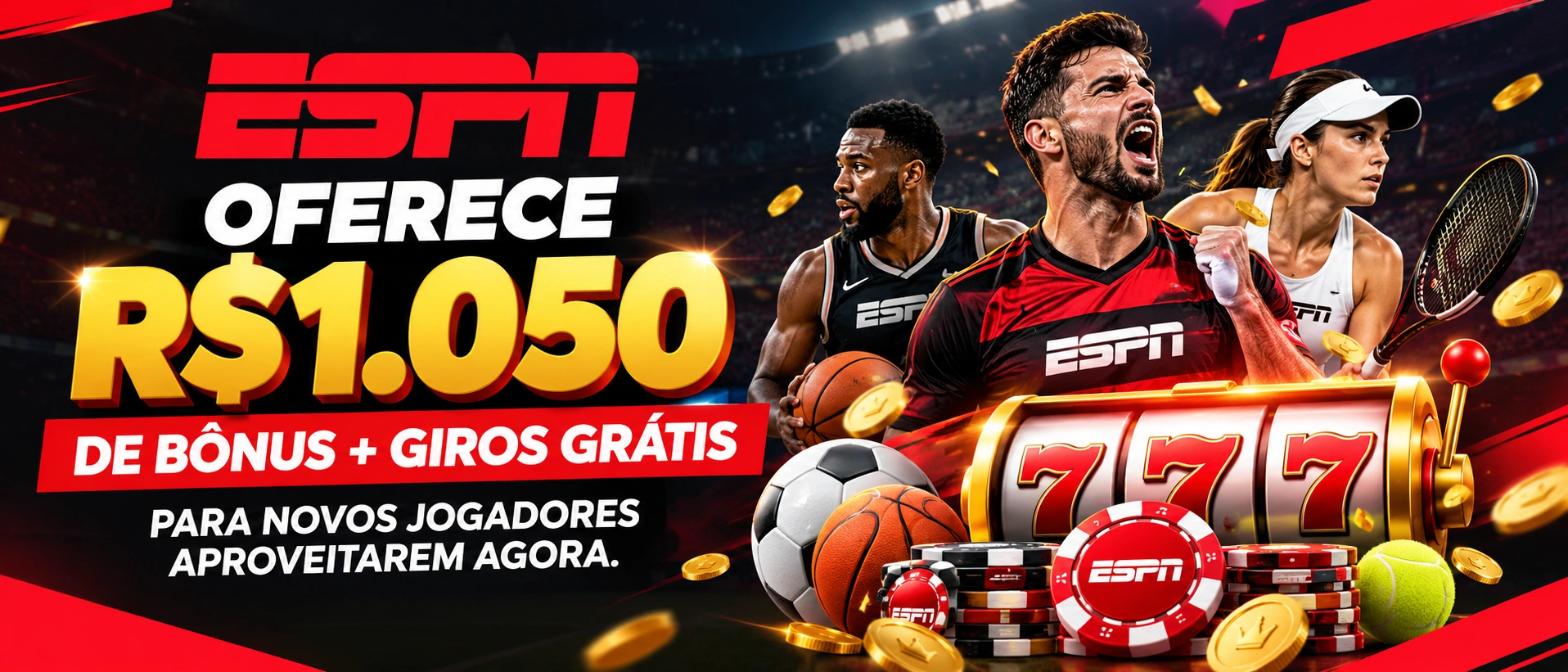Tela de ofertas e promoções do espn com destaque para bônus e campanhas
