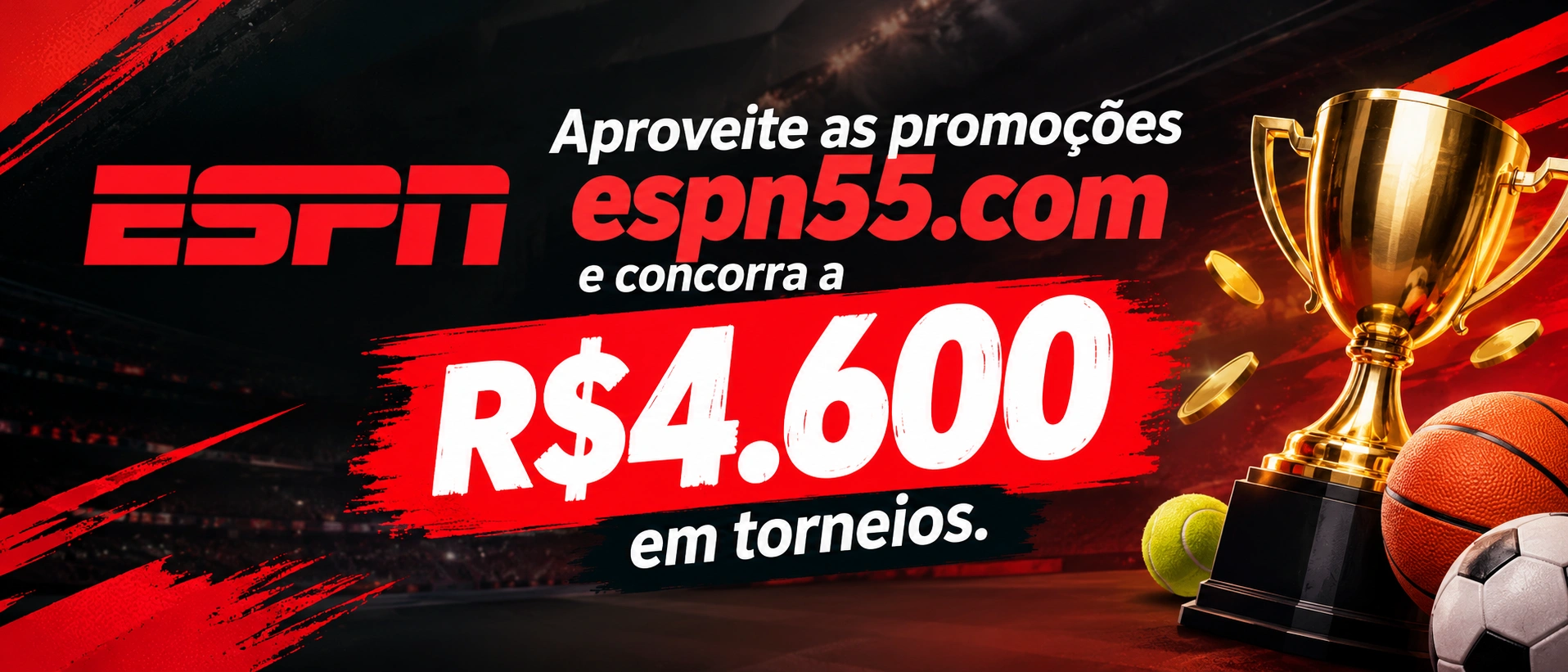 Tela com campanhas de cashback, VIP e pacotes promocionais do espn